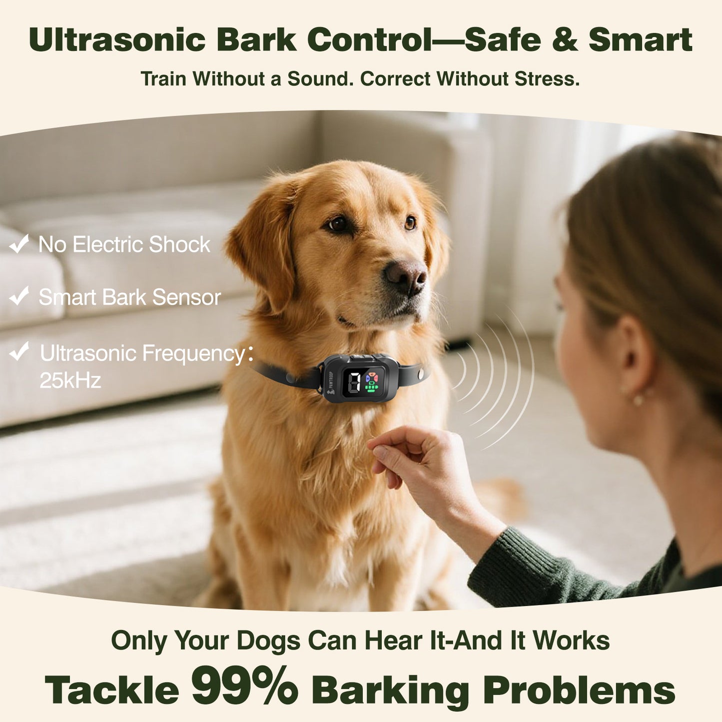 PawTroop Waterproof Ultrasonic Bark Collar – For Medium & Large Dogs