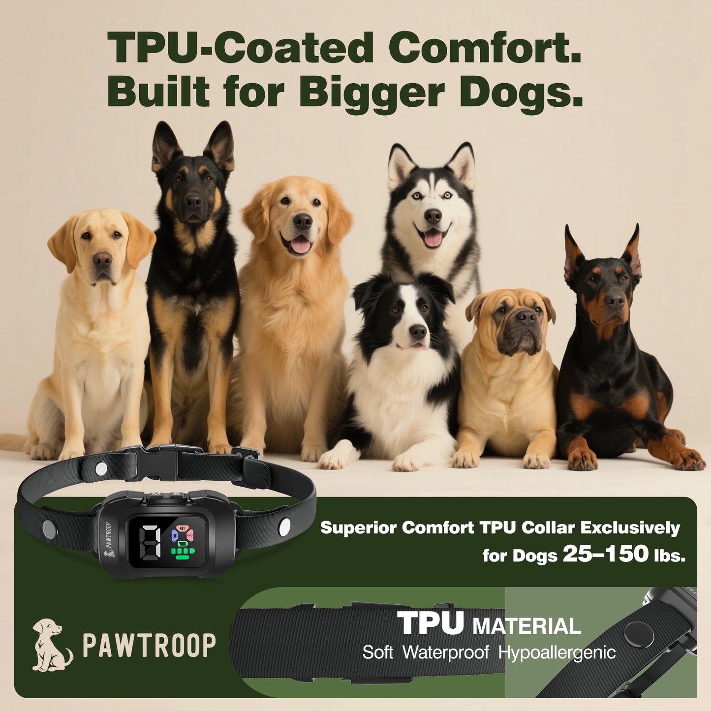 PawTroop Waterproof Ultrasonic Bark Collar – For Medium & Large Dogs